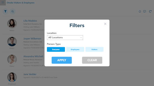 Filter by Person Type