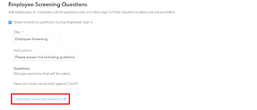 Customize Screening Questions
