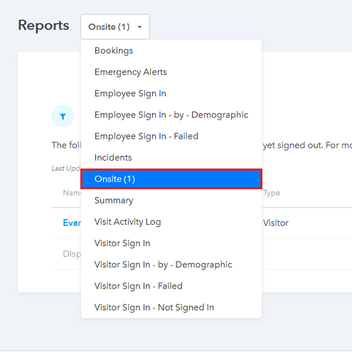 Go to Onsite Reports