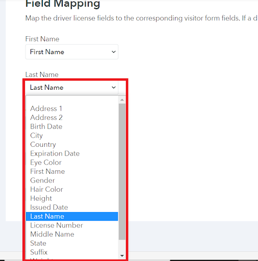 Field mapping section